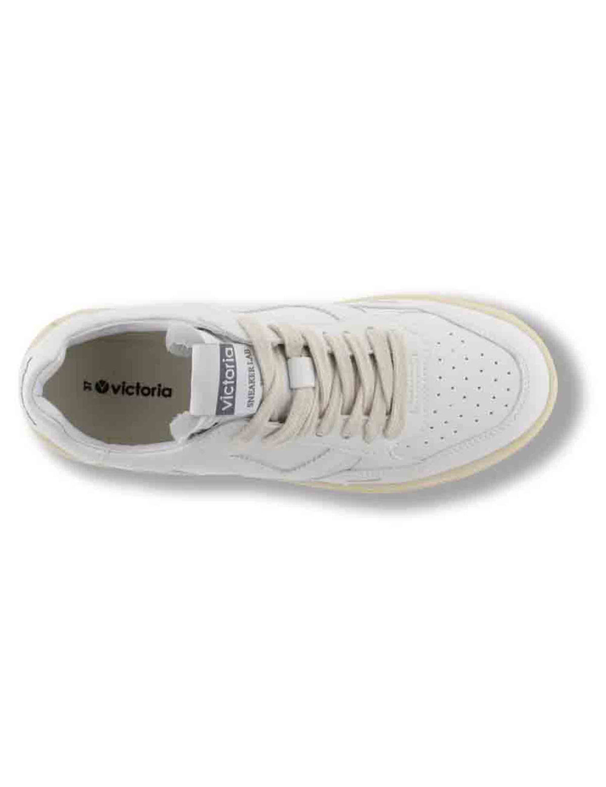 Sneakers uomo Seul in effetto pelle bianca con dettagli traforati e logo in tinta 1257100U 20 Blanco Victoria 