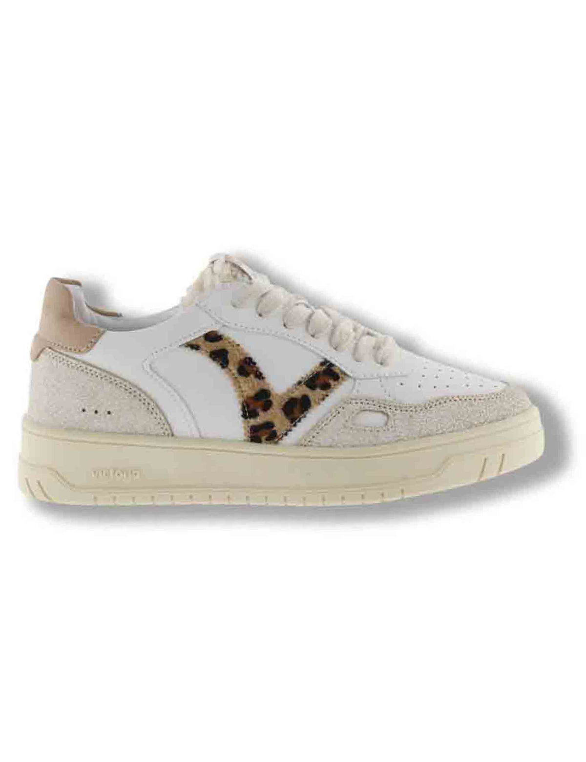 Sneakers donna Seul effetto pelle bianca con inserti camoscio animal print 1257124 87 Camel Victoria 