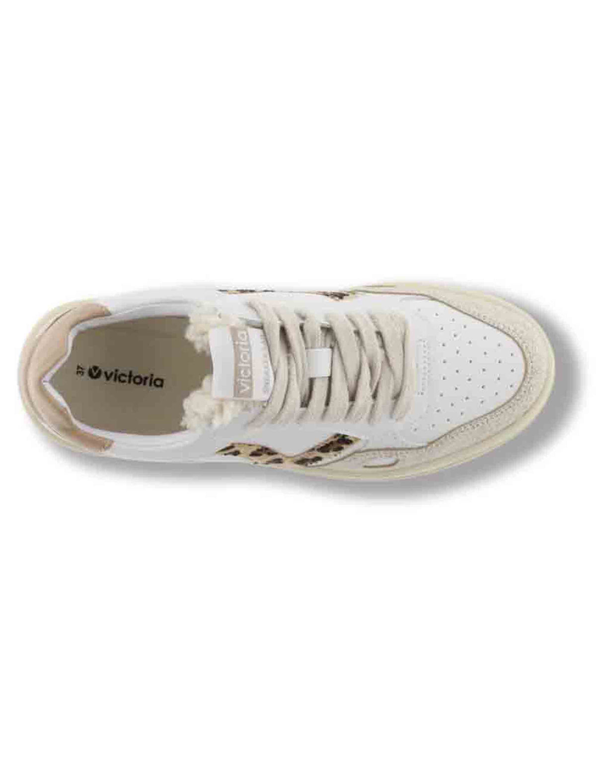 Sneakers donna Seul effetto pelle bianca con inserti camoscio animal print 1257124 87 Camel Victoria 