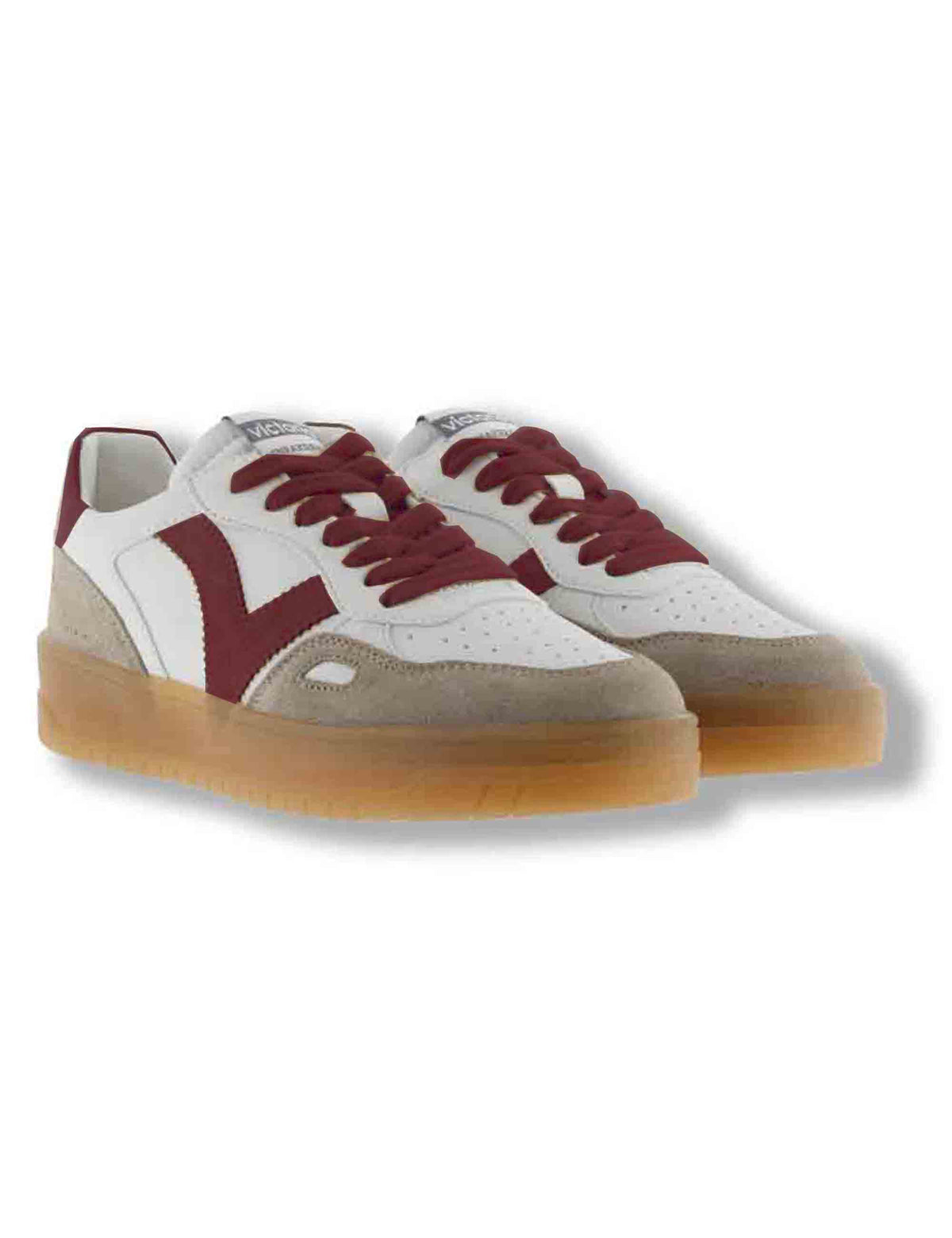 Sneakers donna Seul effetto pelle bianca con inserti camoscio bordeaux a contrasto 1257125 40 Rojo Victoria 