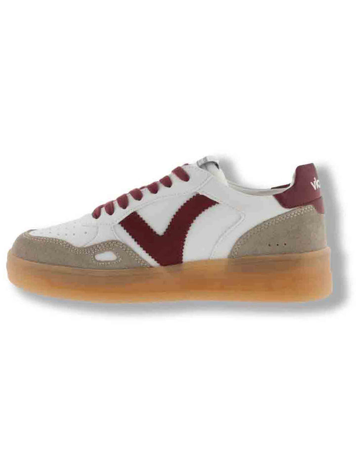 Sneakers donna Seul effetto pelle bianca con inserti camoscio bordeaux a contrasto 1257125 40 Rojo Victoria 