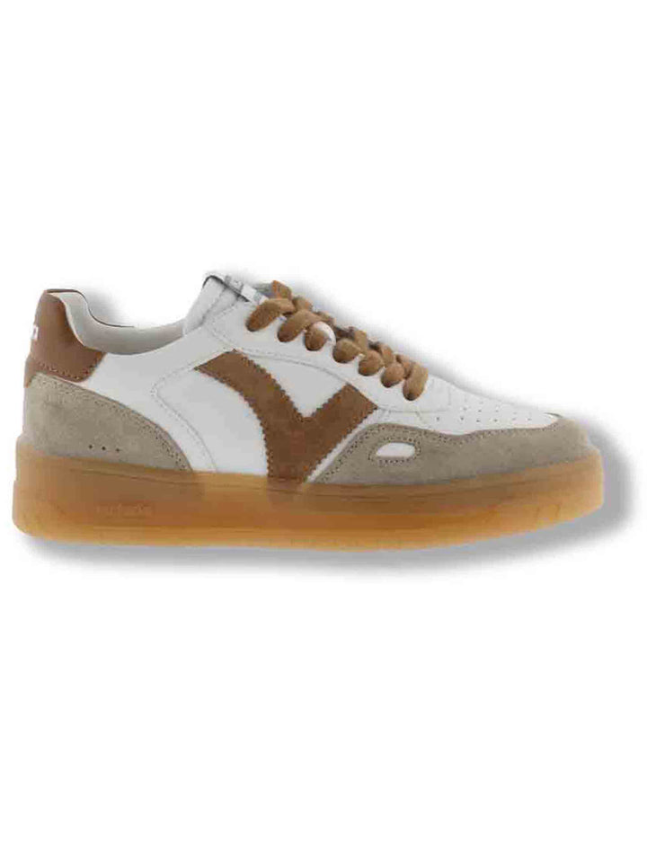Sneakers donna Seul effetto pelle bianca con inserti camoscio cuoio a contrasto 1257125 71 Cuero Victoria 