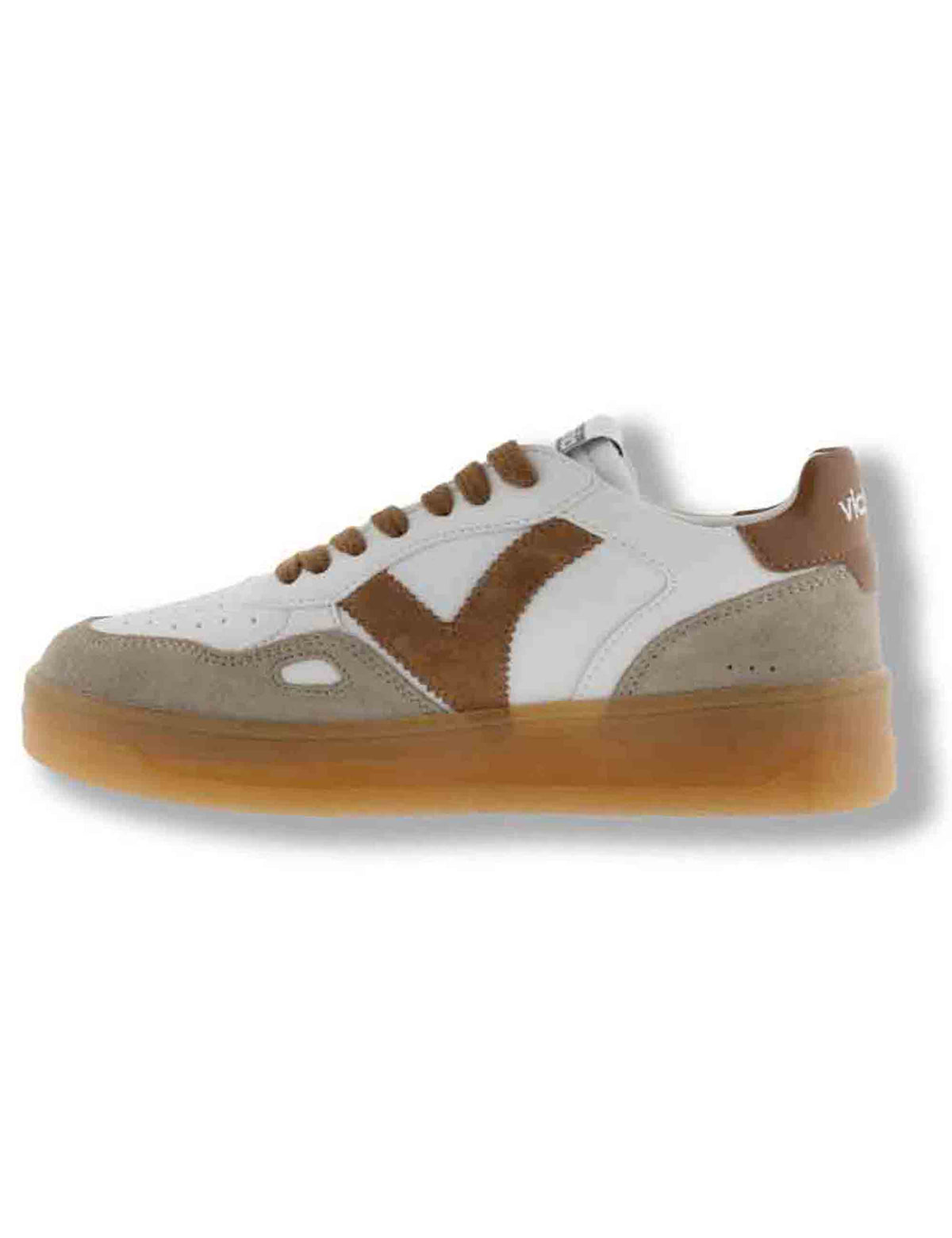 Sneakers donna Seul effetto pelle bianca con inserti camoscio cuoio a contrasto 1257125 71 Cuero Victoria 