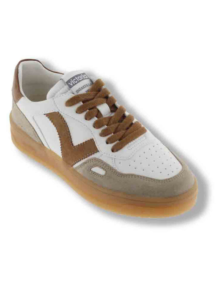 Sneakers donna Seul effetto pelle bianca con inserti camoscio cuoio a contrasto 1257125 71 Cuero Victoria 