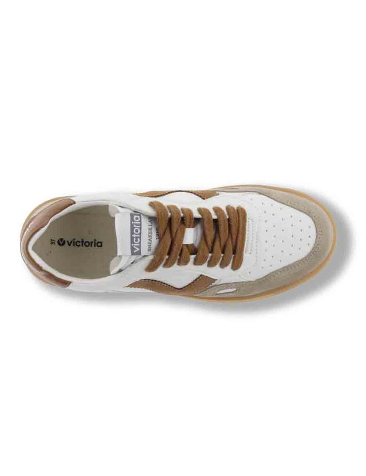 Sneakers donna Seul effetto pelle bianca con inserti camoscio cuoio a contrasto 1257125 71 Cuero Victoria 