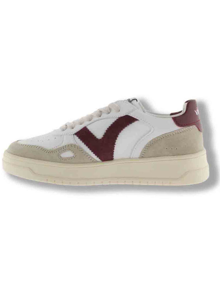 Sneakers donna Seul effetto pelle bianca con inserti camoscio bordeaux 1257136 41 Burdeos Victoria 
