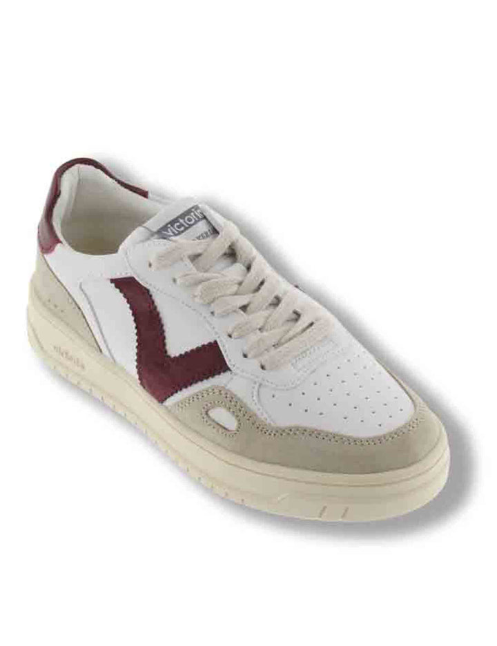 Sneakers donna Seul effetto pelle bianca con inserti camoscio bordeaux 1257136 41 Burdeos Victoria 