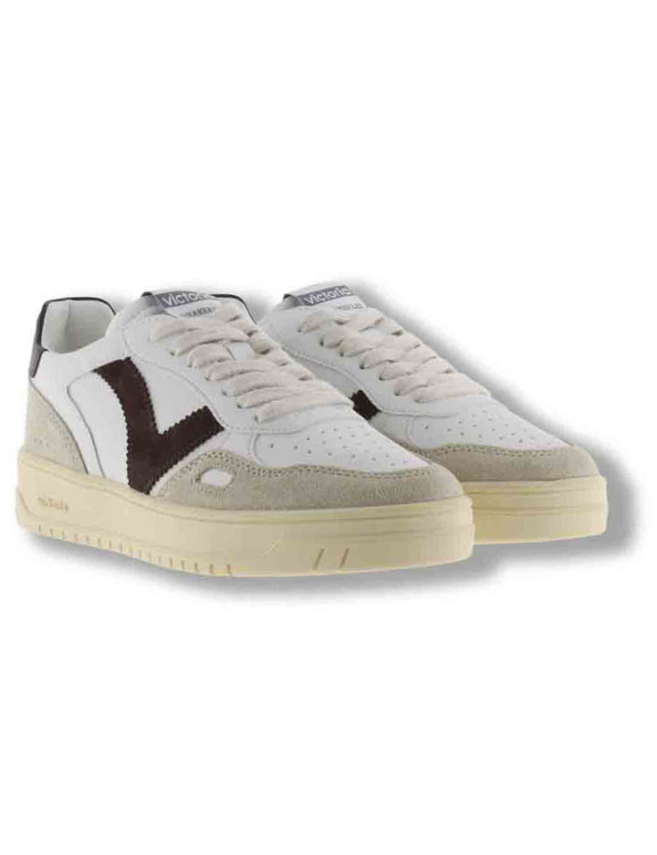 Sneakers donna Seul effetto pelle bianca con inserti camoscio marrone 1257136 70 Marron Victoria 