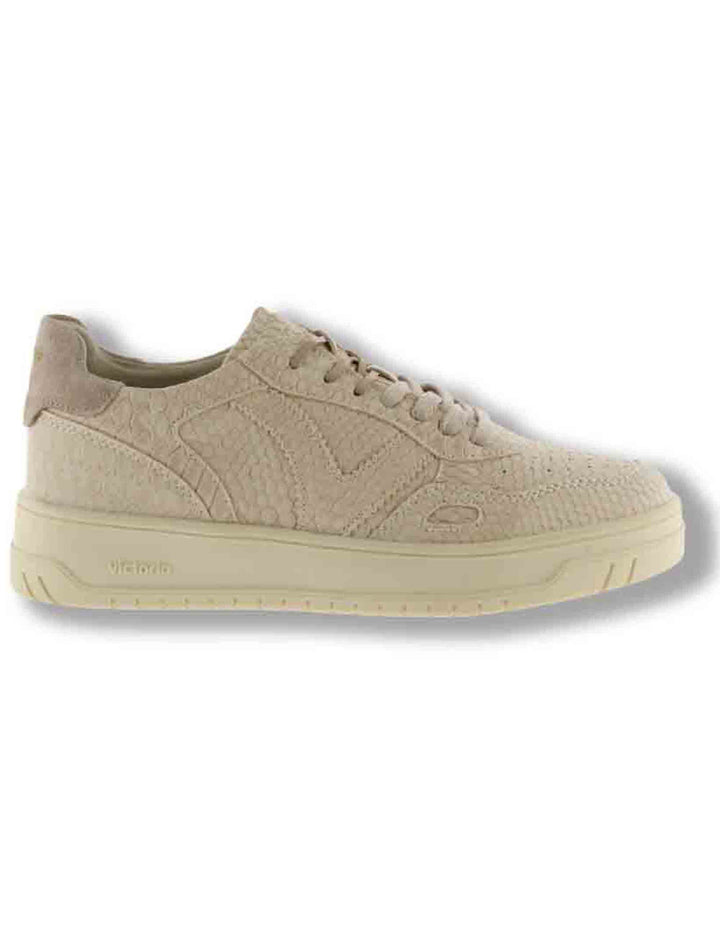 Sneakers donna Seul beige effetto serpente con inserto camoscio in tinta 1257150 80 Beige Victoria 