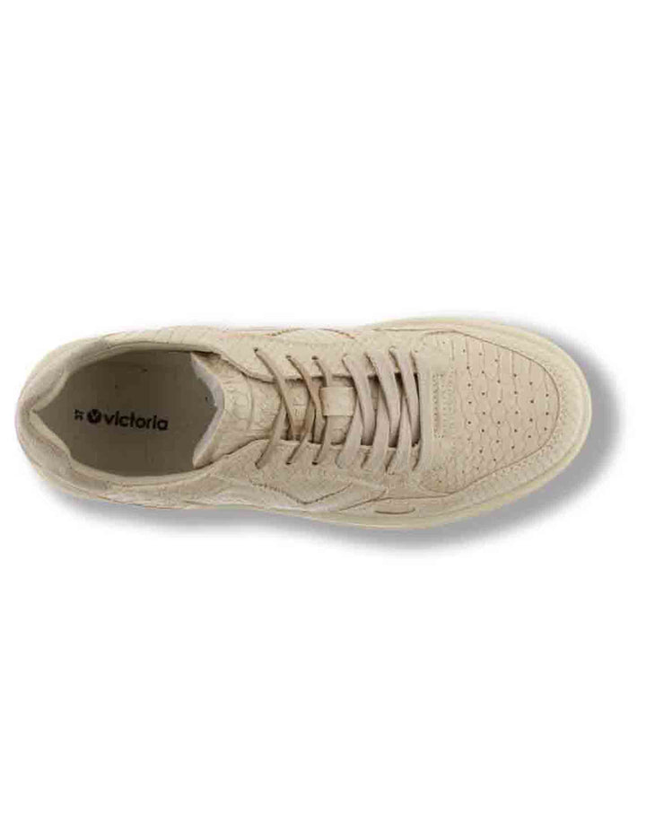 Sneakers donna Seul beige effetto serpente con inserto camoscio in tinta 1257150 80 Beige Victoria 