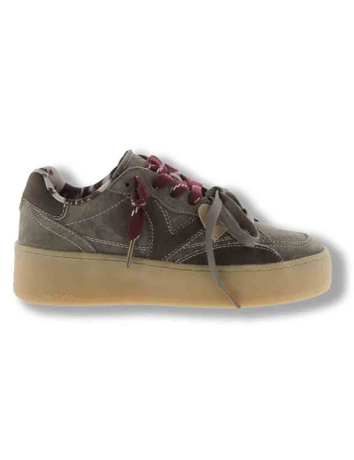 Sneakers donna Turin platform in camoscio verde con ciondolo cuore 1265105 65 Kaki Victoria 
