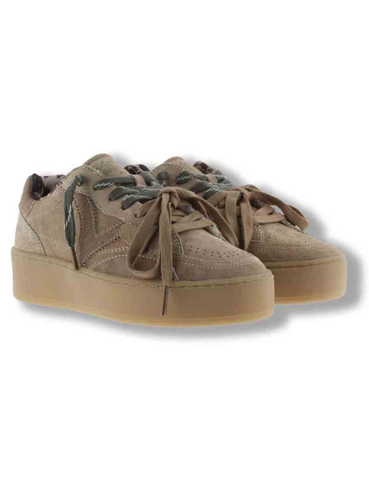 Sneakers donna Turin platform in camoscio beige con ciondolo cuore 1265105 80 Beige Victoria 