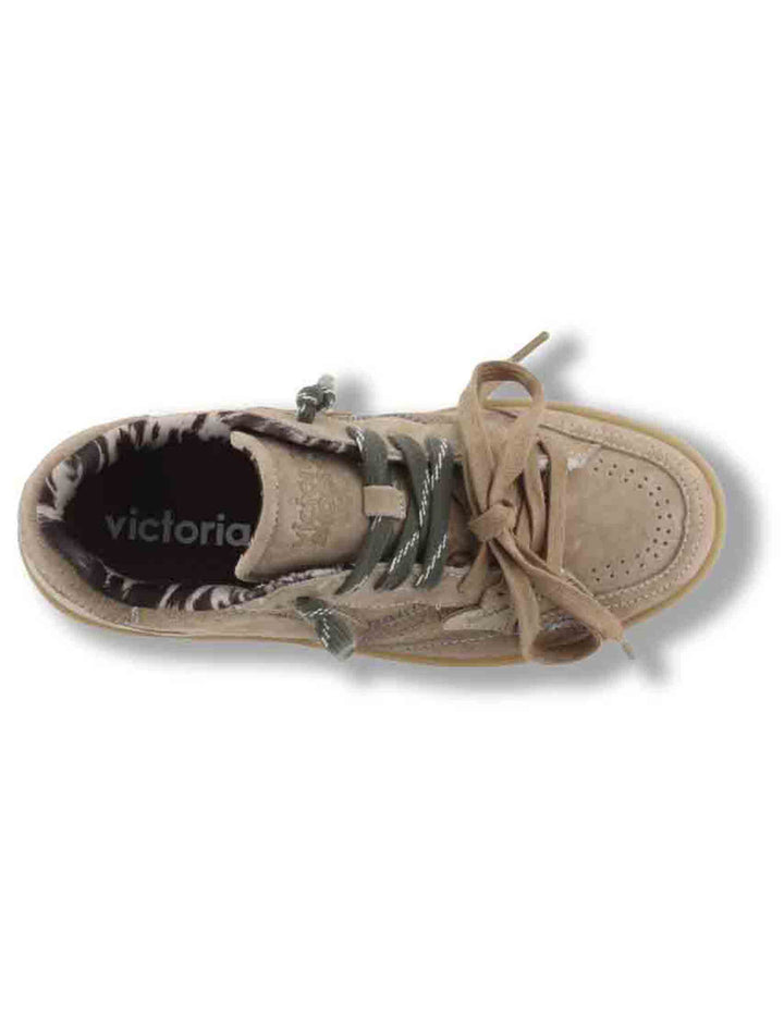 Sneakers donna Turin platform in camoscio beige con ciondolo cuore 1265105 80 Beige Victoria 