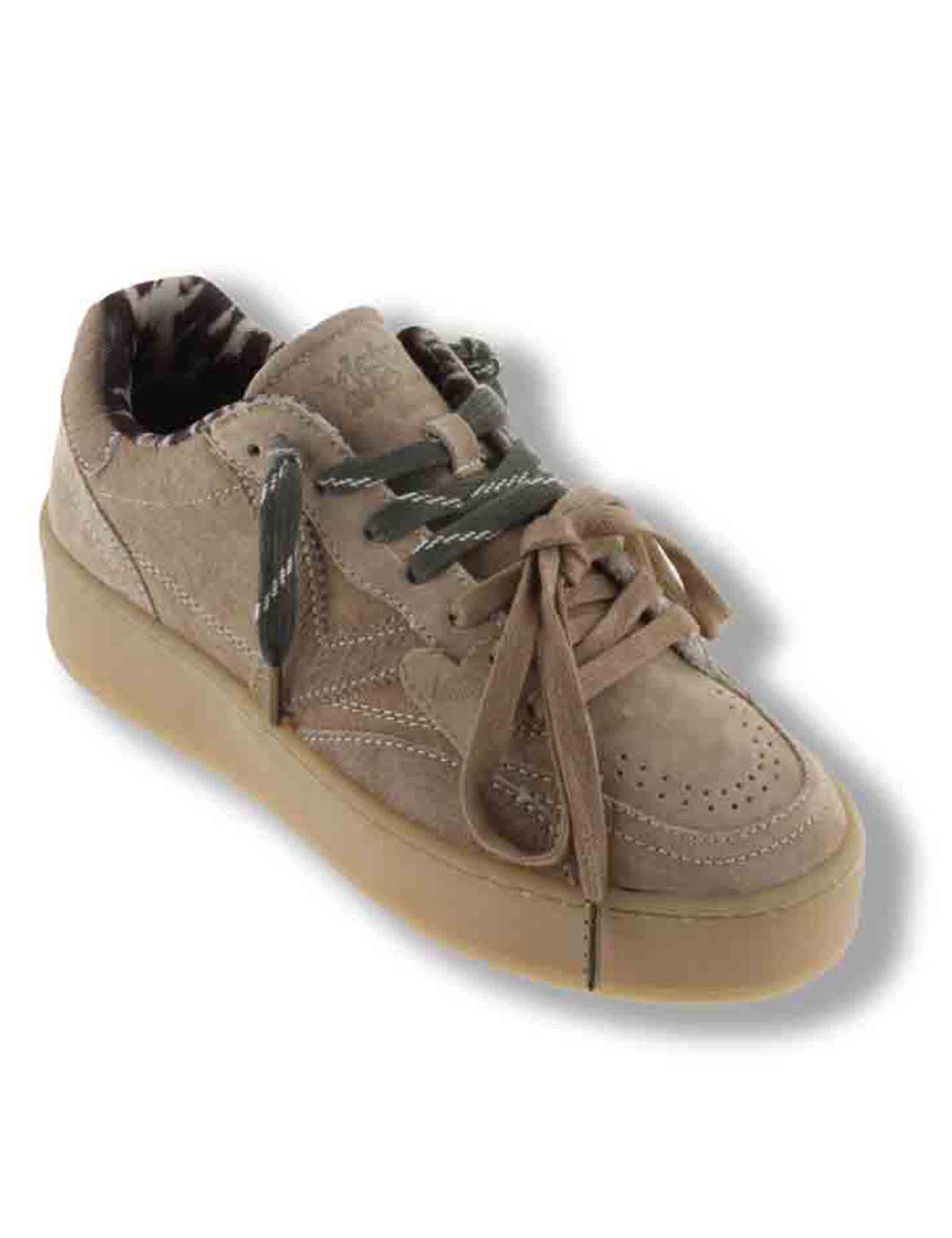 Sneakers donna Turin platform in camoscio beige con ciondolo cuore 1265105 80 Beige Victoria 