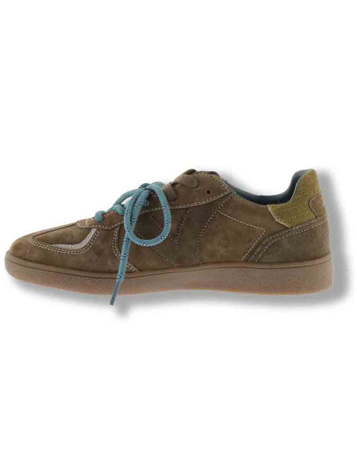 Sneakers donna Londres in camoscio taupe con inserto pelo e doppio laccio mélange 1267100 82 Taupe Victoria 