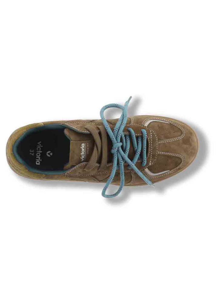 Sneakers donna Londres in camoscio taupe con inserto pelo e doppio laccio mélange 1267100 82 Taupe Victoria 