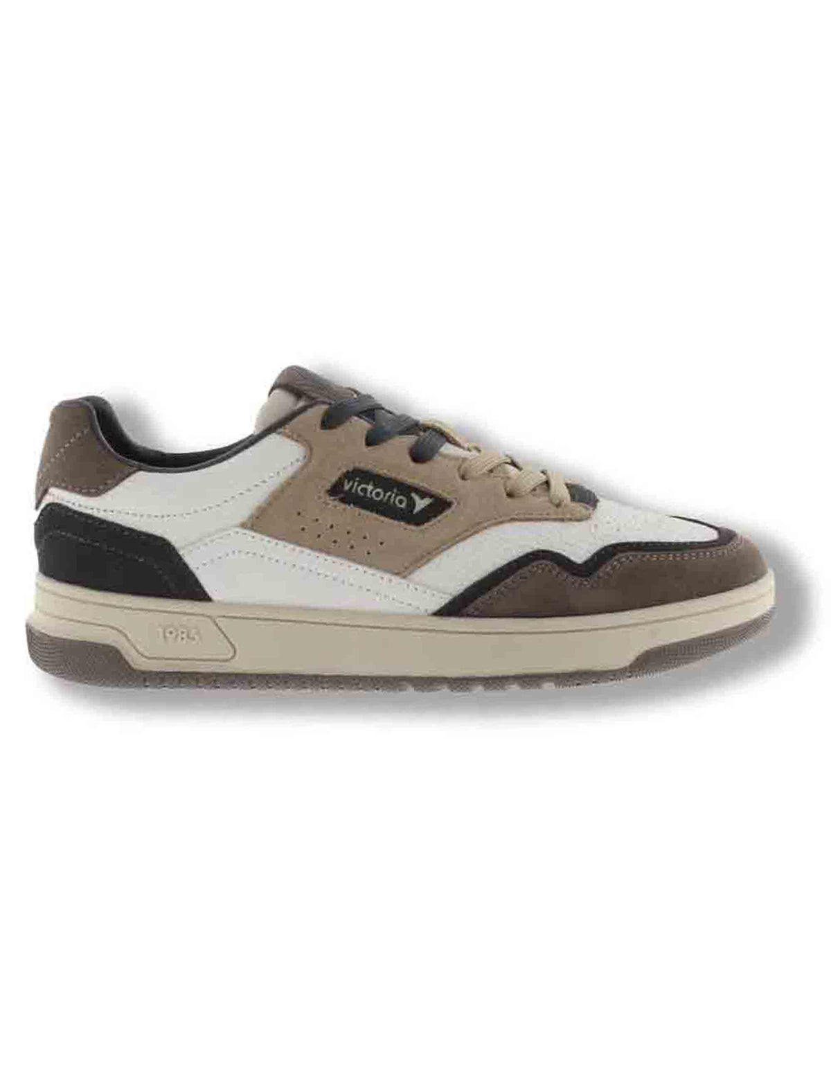 Sneakers uomo C80 Casual in pelle bianca con inserti camoscio beige e blu 8800130 30 Marino Victoria 