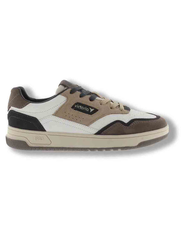 Sneakers uomo C80 Casual in pelle bianca con inserti camoscio beige e blu 8800130 30 Marino Victoria 