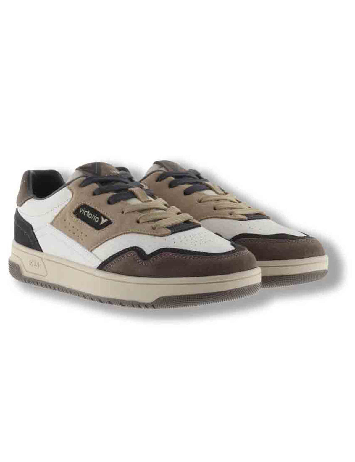 Sneakers uomo C80 Casual in pelle bianca con inserti camoscio beige e blu 8800130 30 Marino Victoria 