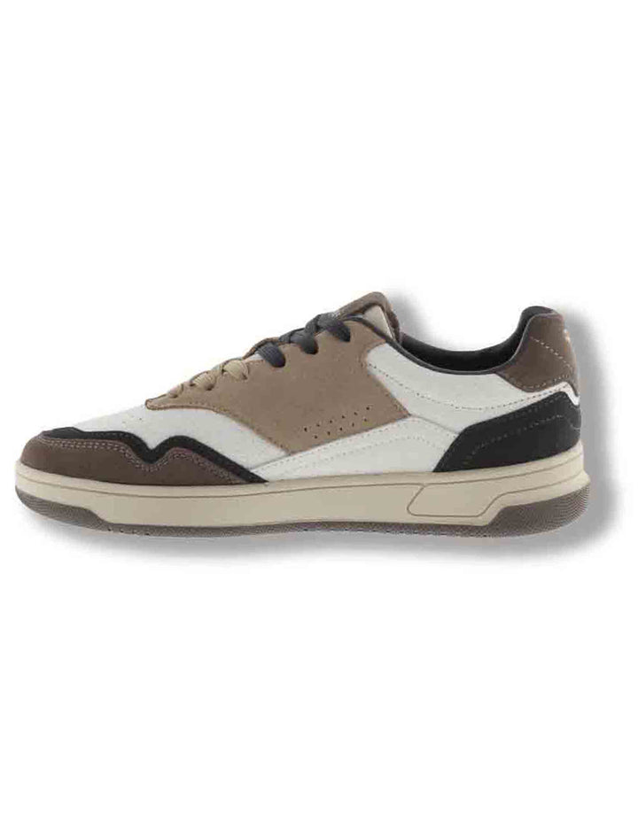 Sneakers uomo C80 Casual in pelle bianca con inserti camoscio beige e blu 8800130 30 Marino Victoria 