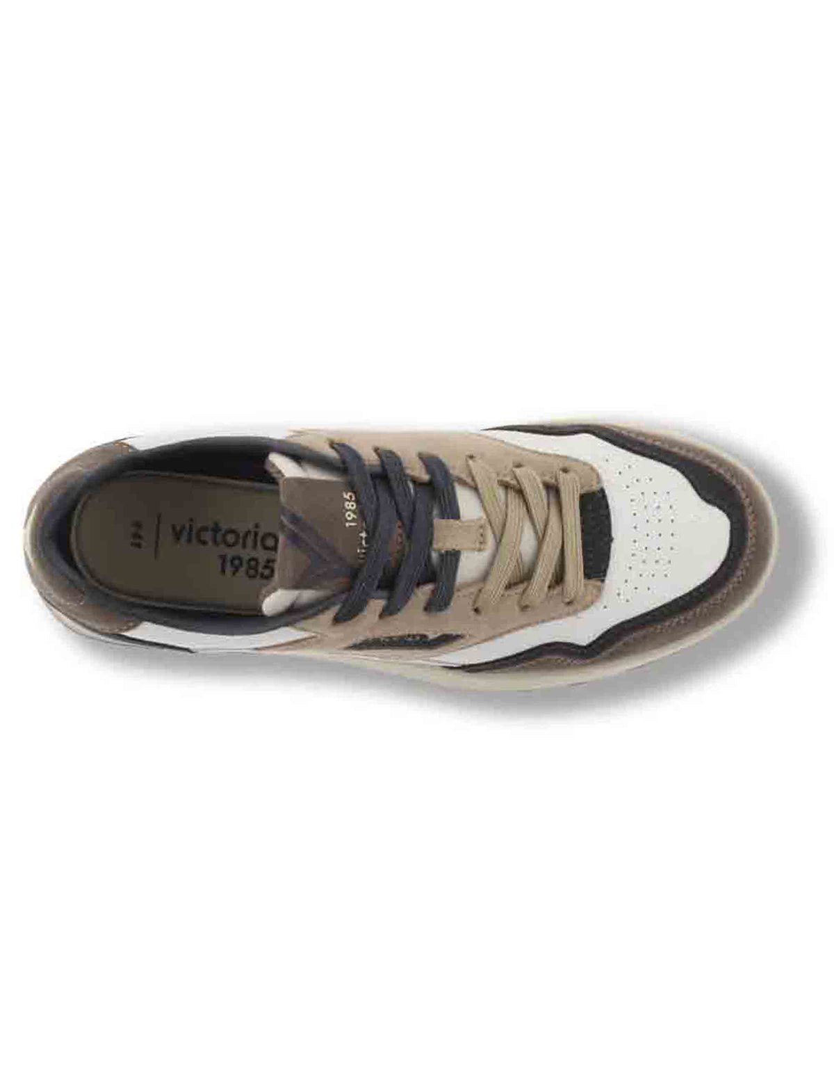 Sneakers uomo C80 Casual in pelle bianca con inserti camoscio beige e blu 8800130 30 Marino Victoria 