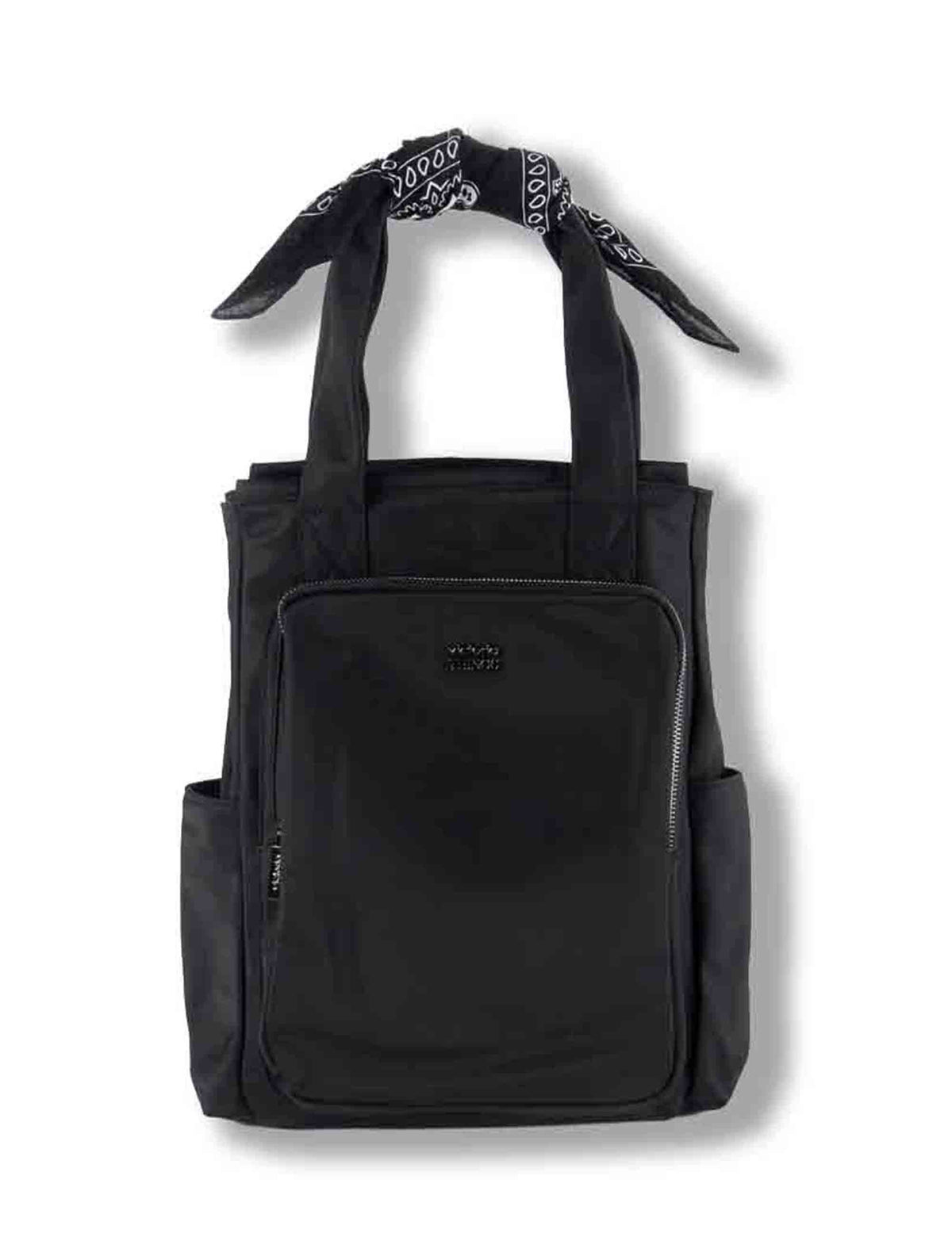 Zaino donna in nylon nero con tracolla bandana e tasca antifurto 9126005 10 Negro Victoria 
