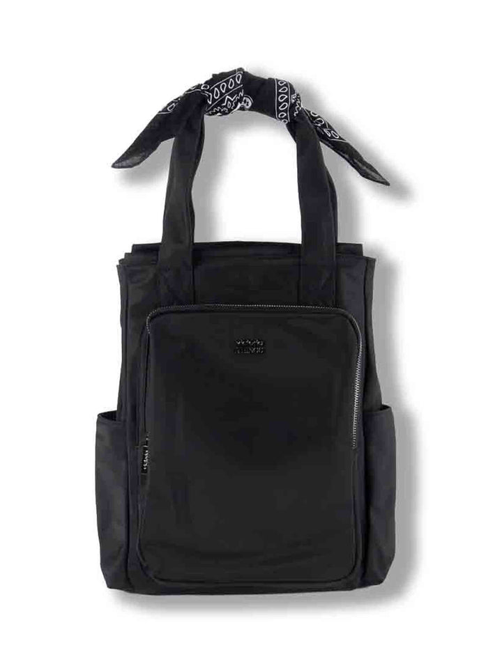 Zaino donna in nylon nero con tracolla bandana e tasca antifurto 9126005 10 Negro Victoria 