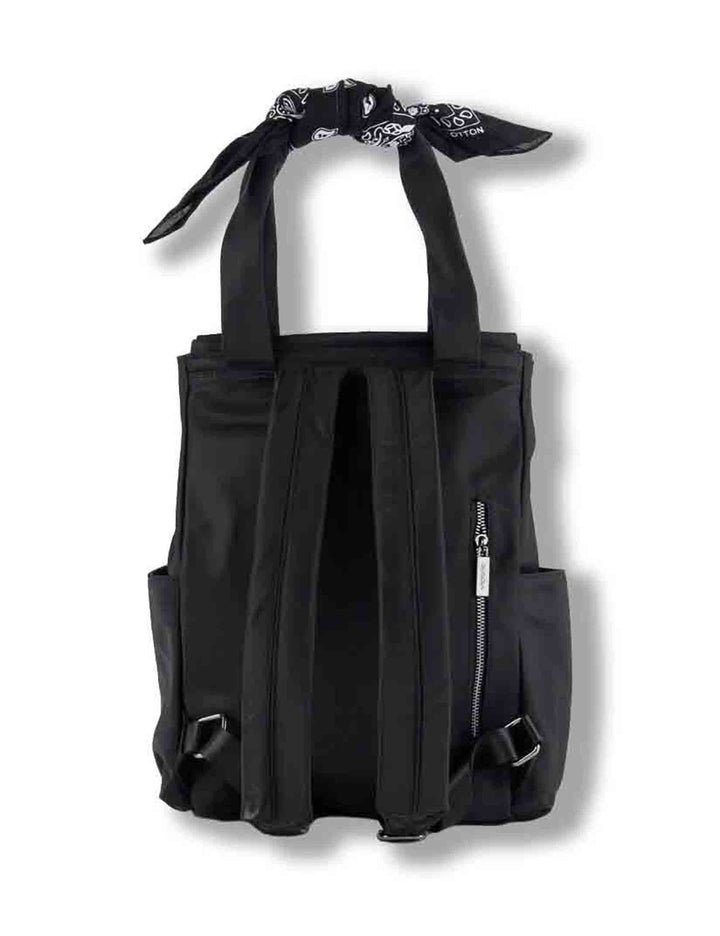 Zaino donna in nylon nero con tracolla bandana e tasca antifurto 9126005 10 Negro Victoria 