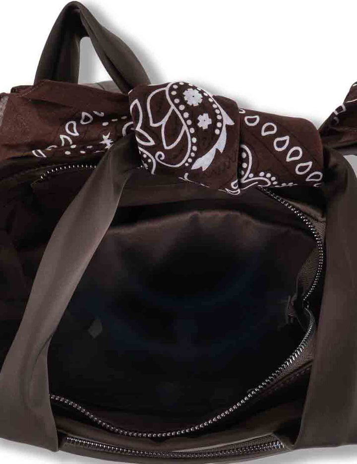 Zaino donna in nylon marrone con tracolla bandana e tasca antifurto 9126005 70 Marron Victoria 