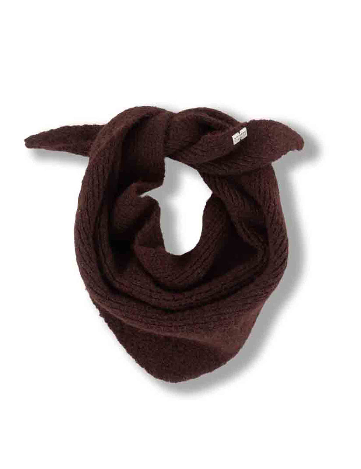 Sciarpa triangolare donna in maglia bordeaux con placca in metallo 100% vegan 9126021 41 Burdeos Victoria 