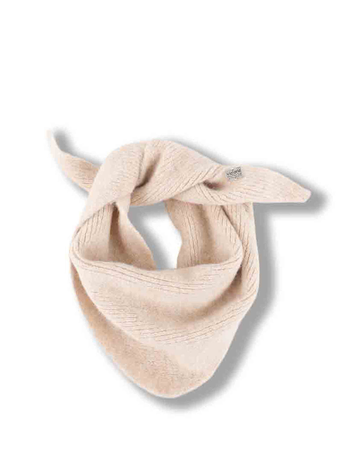 Sciarpa triangolare donna in maglia beige con placca in metallo 100% vegan 9126021 80 Beige Victoria 