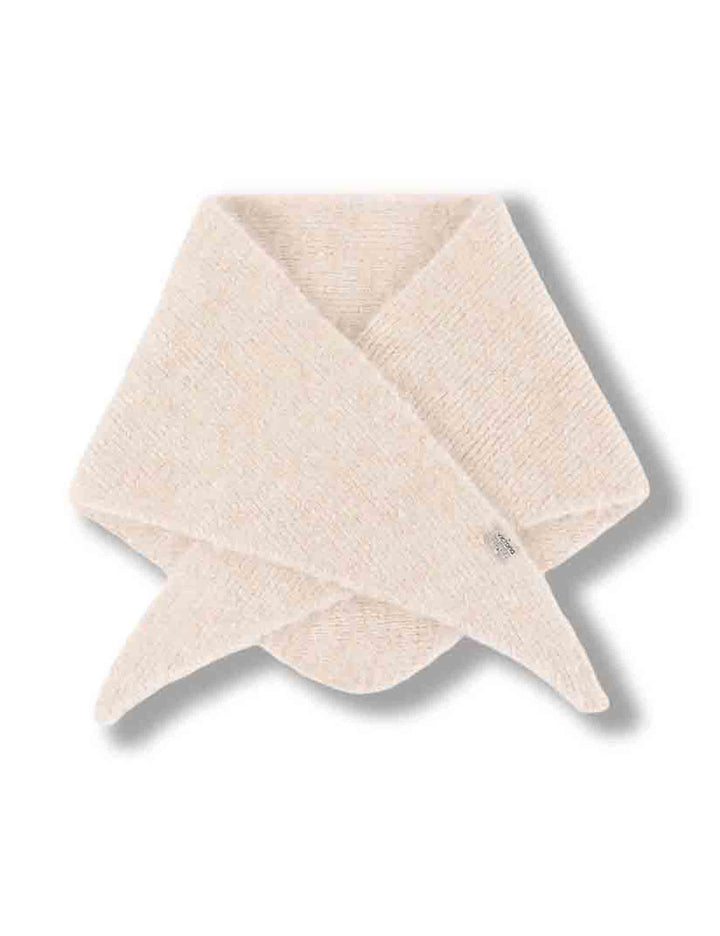 Sciarpa triangolare donna in maglia beige con placca in metallo 100% vegan 9126021 80 Beige Victoria 