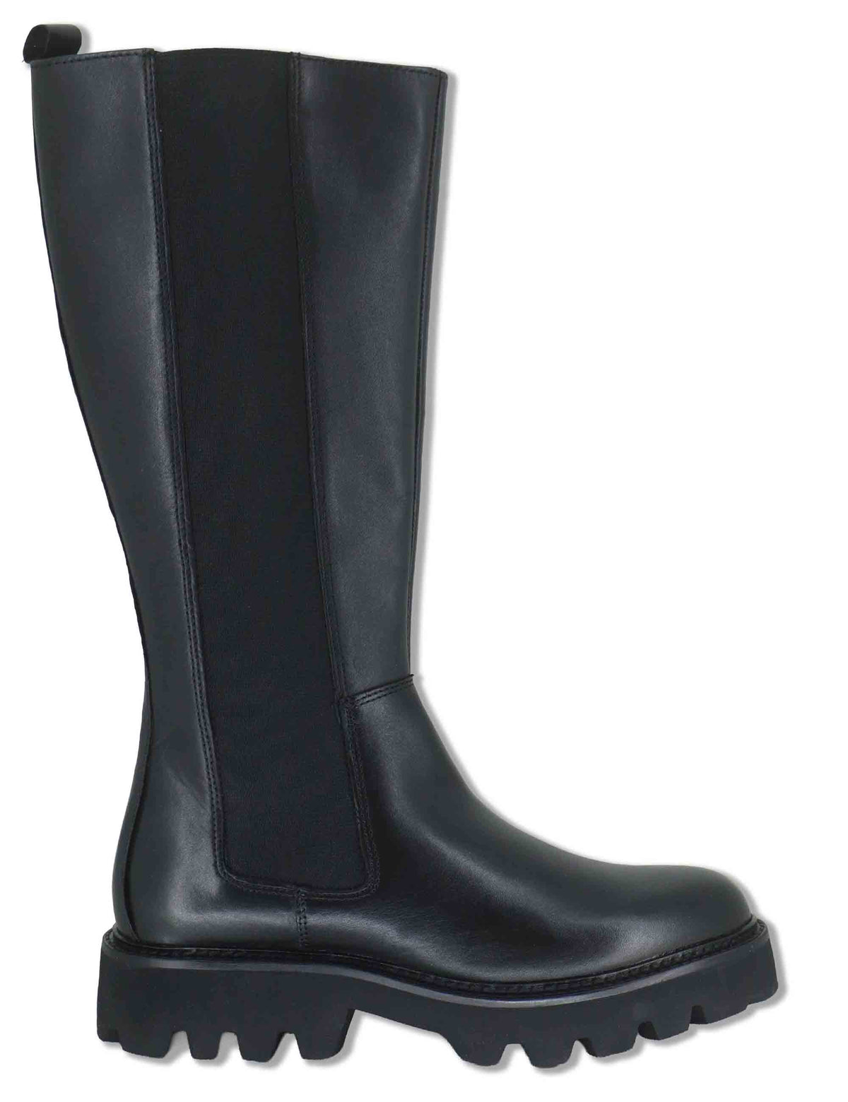 Stivali donna in pelle nabuk nera con elastico esterno zip interna e suola carrarmato BB375201 600123 Vueva 