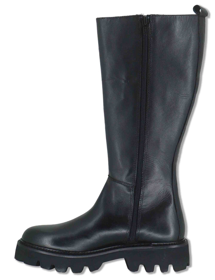 Stivali donna in pelle nabuk nera con elastico esterno zip interna e suola carrarmato BB375201 600123 Vueva 