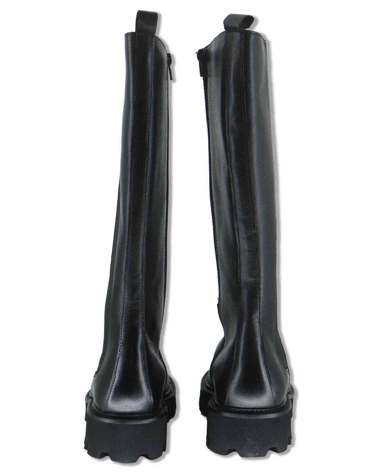 Stivali donna in pelle nabuk nera con elastico esterno zip interna e suola carrarmato BB375201 600123 Vueva 