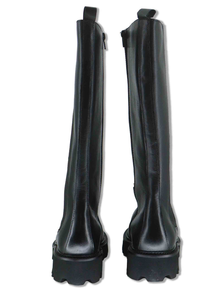 Stivali donna in pelle nabuk nera con elastico esterno zip interna e suola carrarmato BB375201 600123 Vueva 