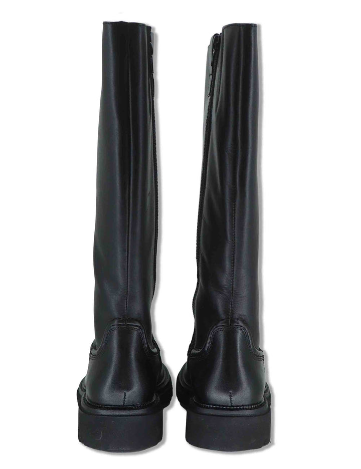 Stivali donna in pelle nera con gambale liscio zip interna e suola carrarmato BB386210 600123 Vueva 