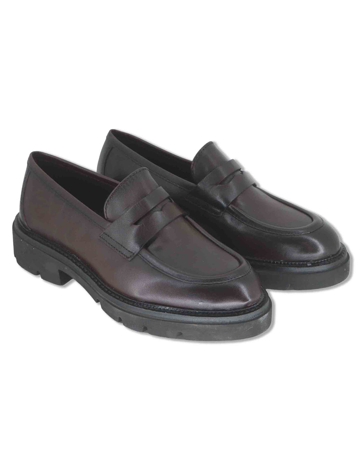 Mocassini donna in pelle bordeaux con bendina liscia e suola carrarmato UB385209 500217 Vueva 