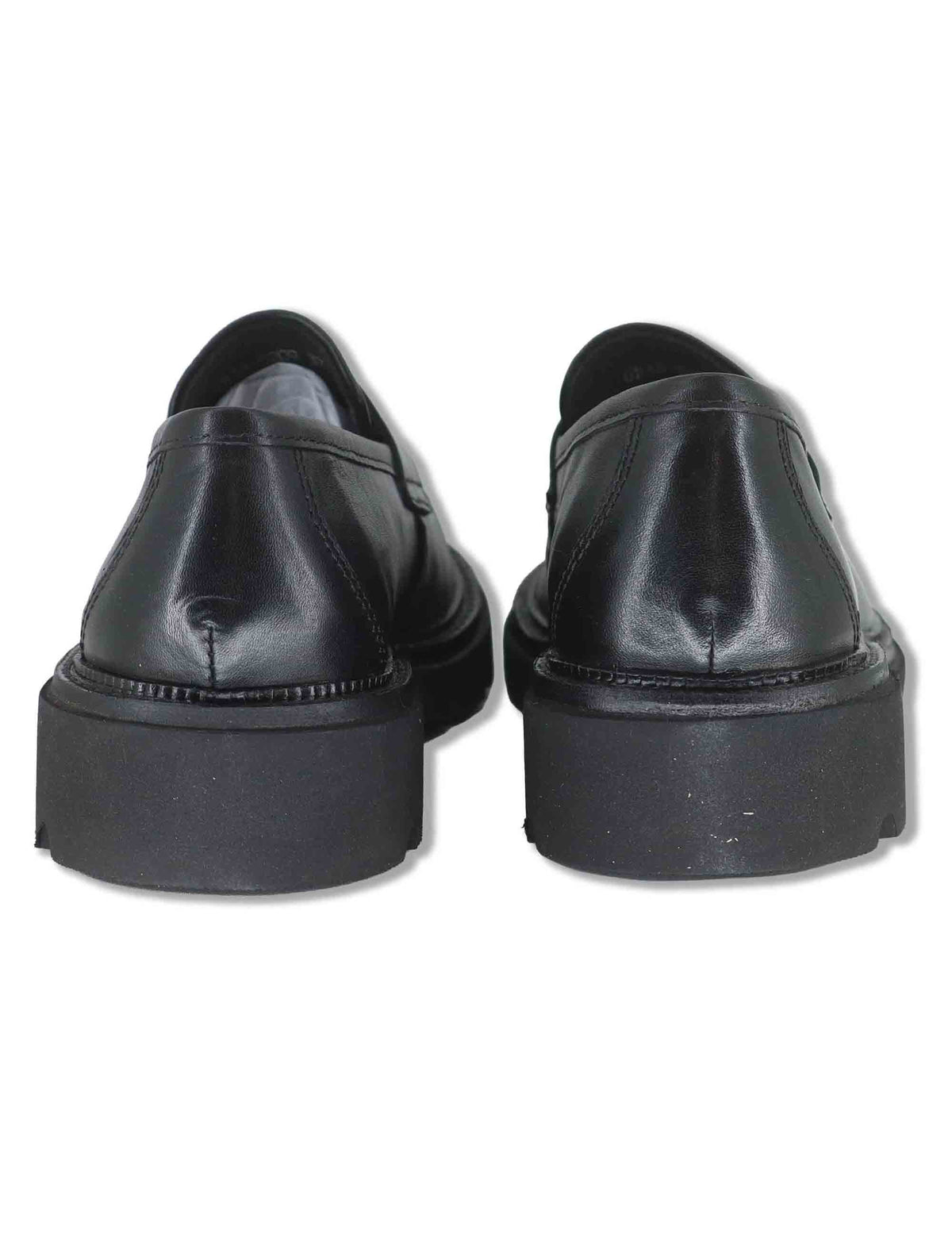 Mocassini donna in pelle nera con bendina liscia e suola carrarmato UB385209 600123 Vueva 
