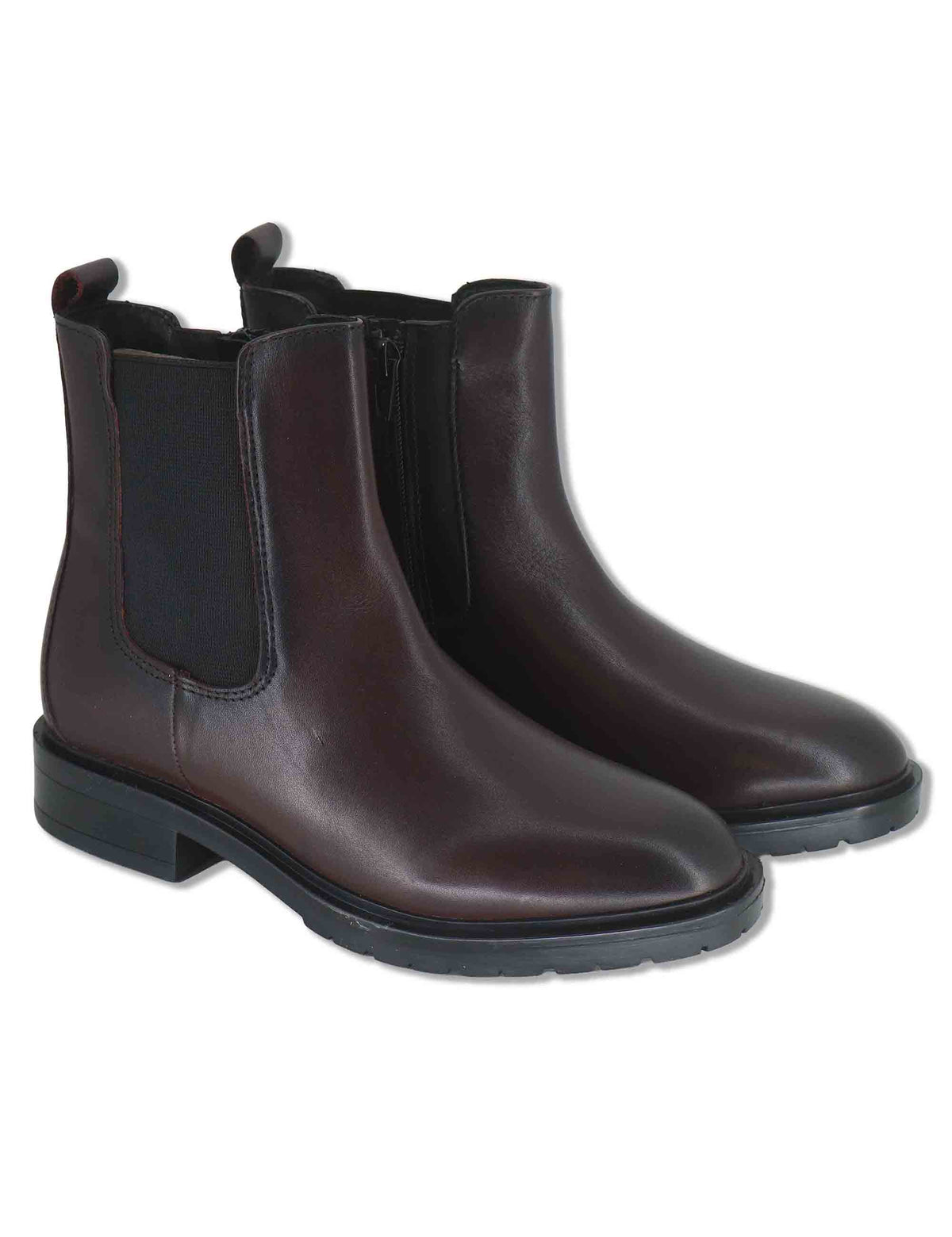 Stivaletti beatles donna in pelle bordeaux con elastici laterali zip interna e tacco comodo VB486202 500217 Vueva 