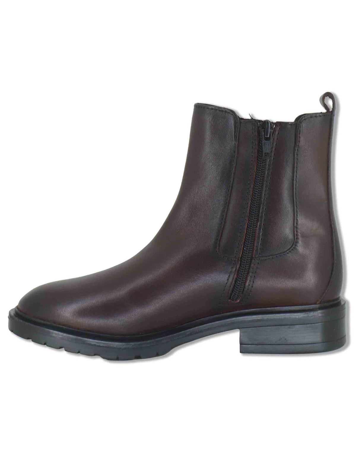 Stivaletti beatles donna in pelle bordeaux con elastici laterali zip interna e tacco comodo VB486202 500217 Vueva 