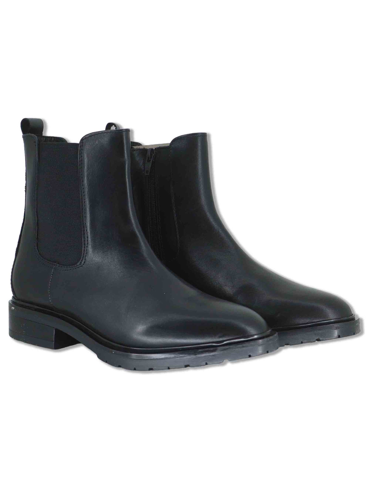 Stivaletti beatles donna in pelle nera con elastici laterali zip interna e tacco comodo VB486202 600123 Vueva 