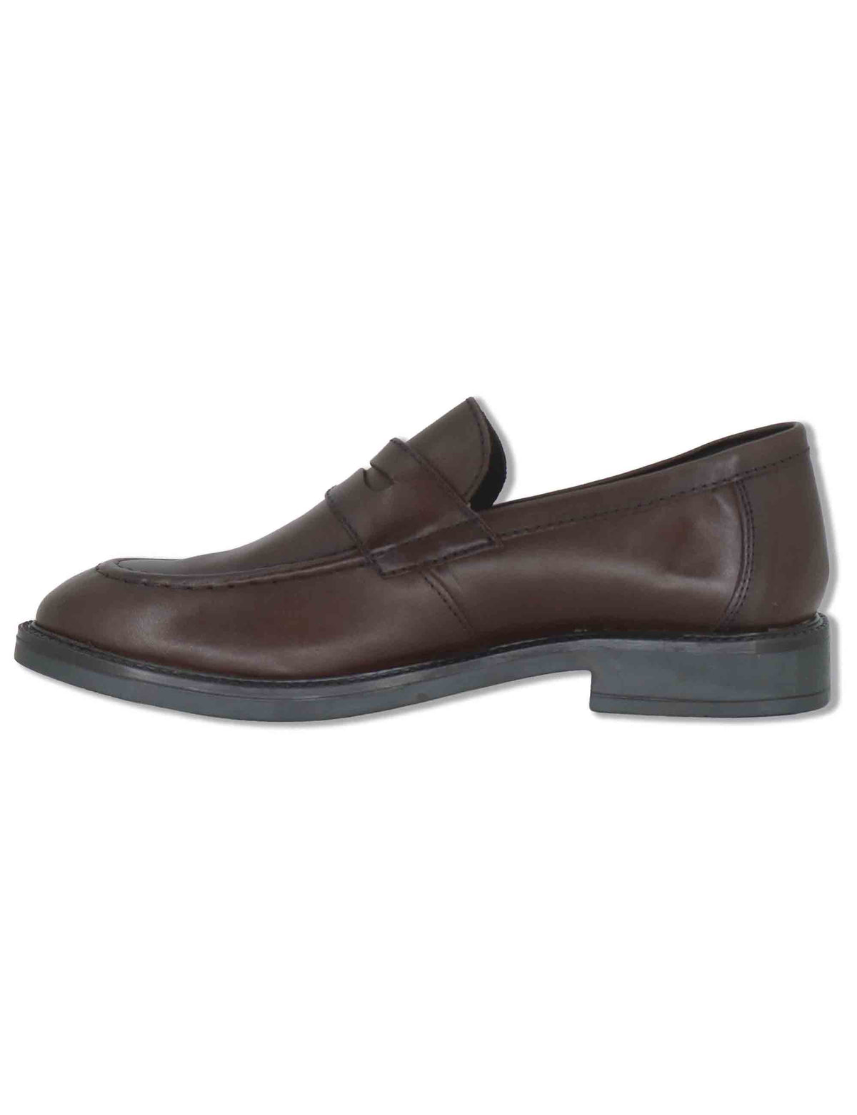 Mocassini uomo in pelle marrone con bendina liscia e suola in gomma WB276207 500216 Vueva 