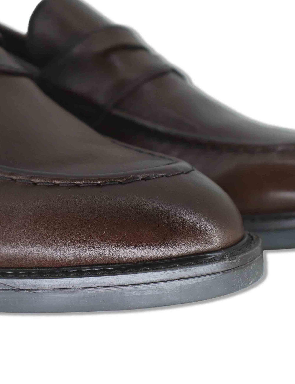Mocassini uomo in pelle marrone con bendina liscia e suola in gomma WB276207 500216 Vueva 