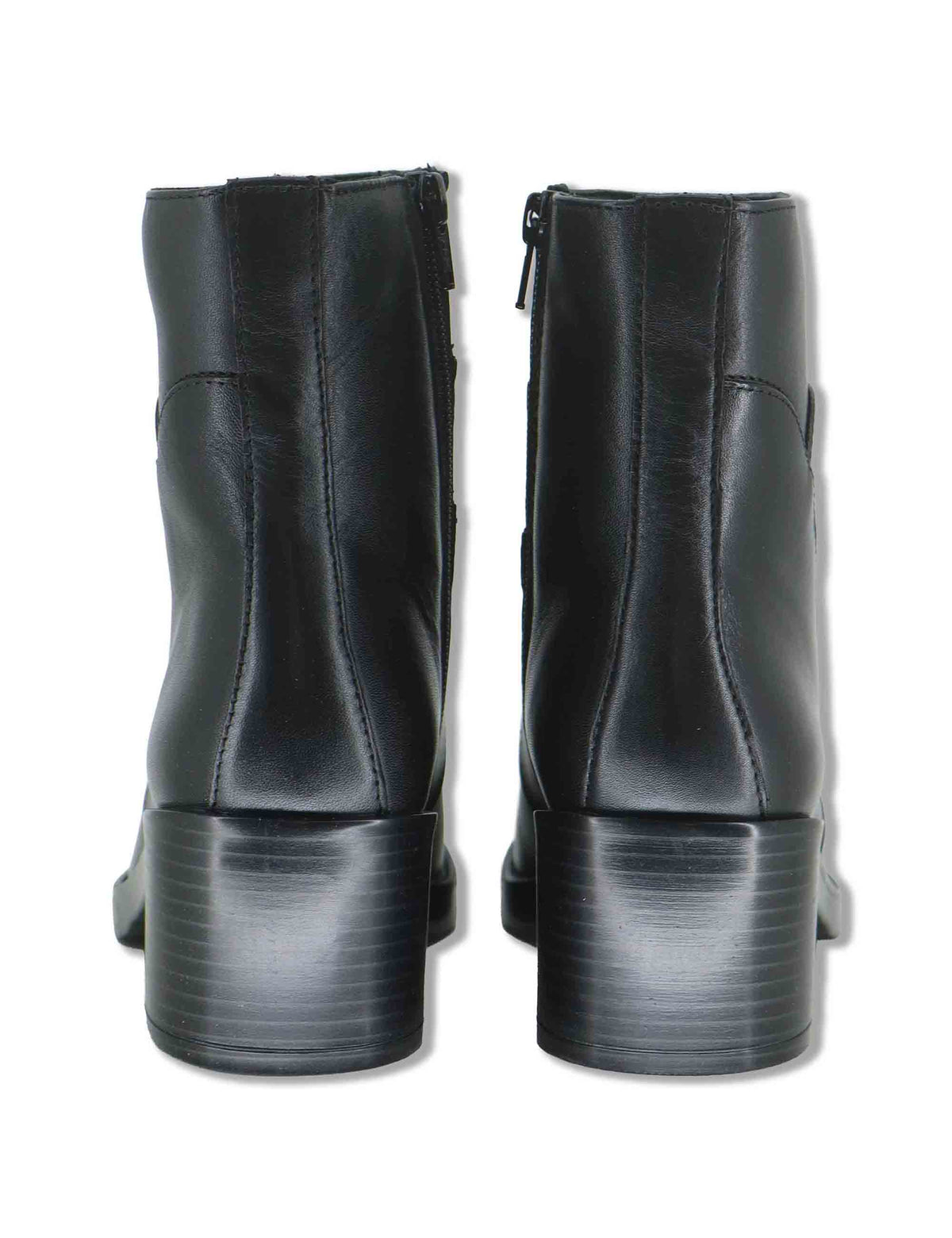 Stivaletti donna in pelle nera con zip interna tacco comodo e punta tonda WH497H12 600160 Vueva 