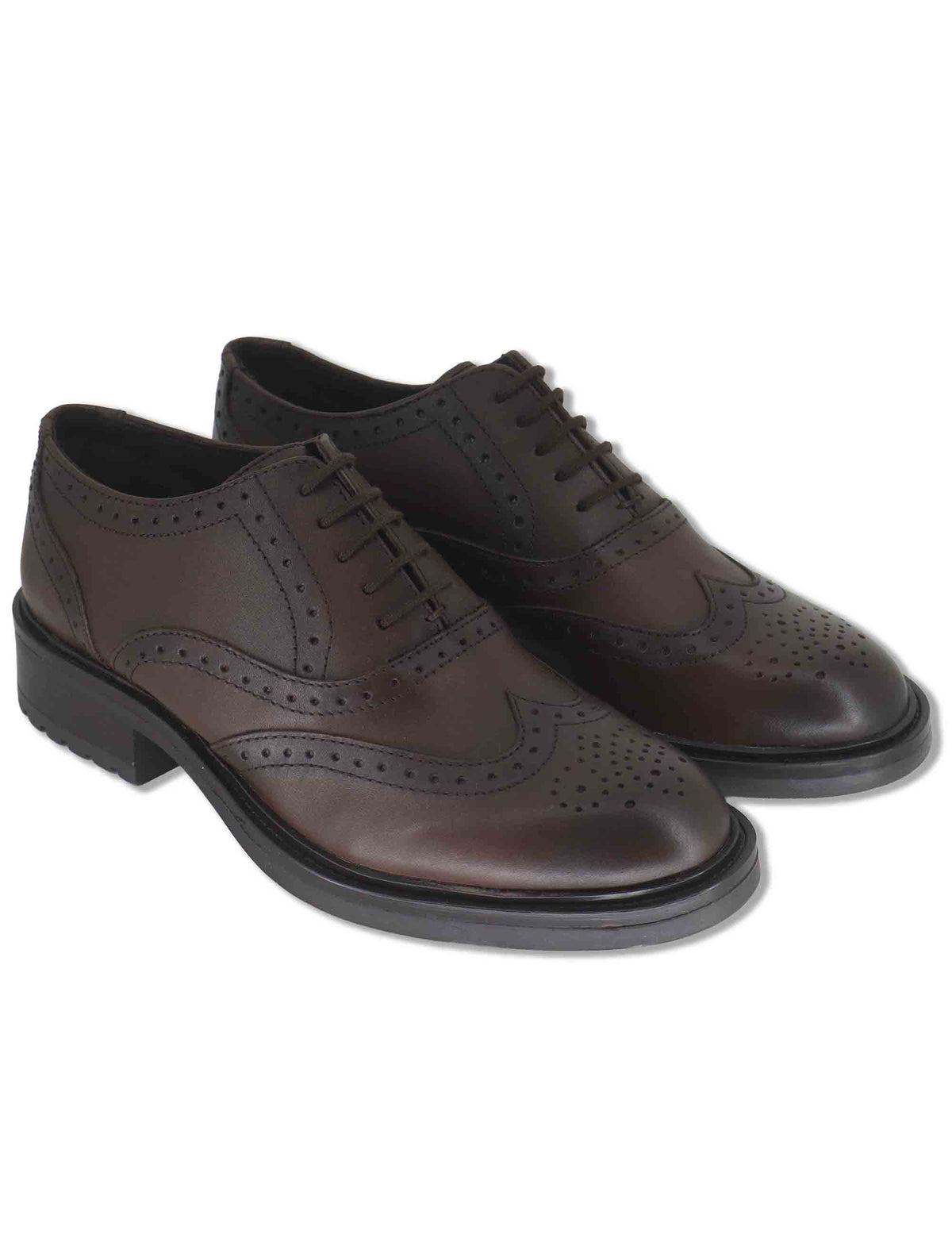 Stringate donna in pelle marrone con impuntura all'inglese e suola in gomma WS66R02 500216 Vueva 