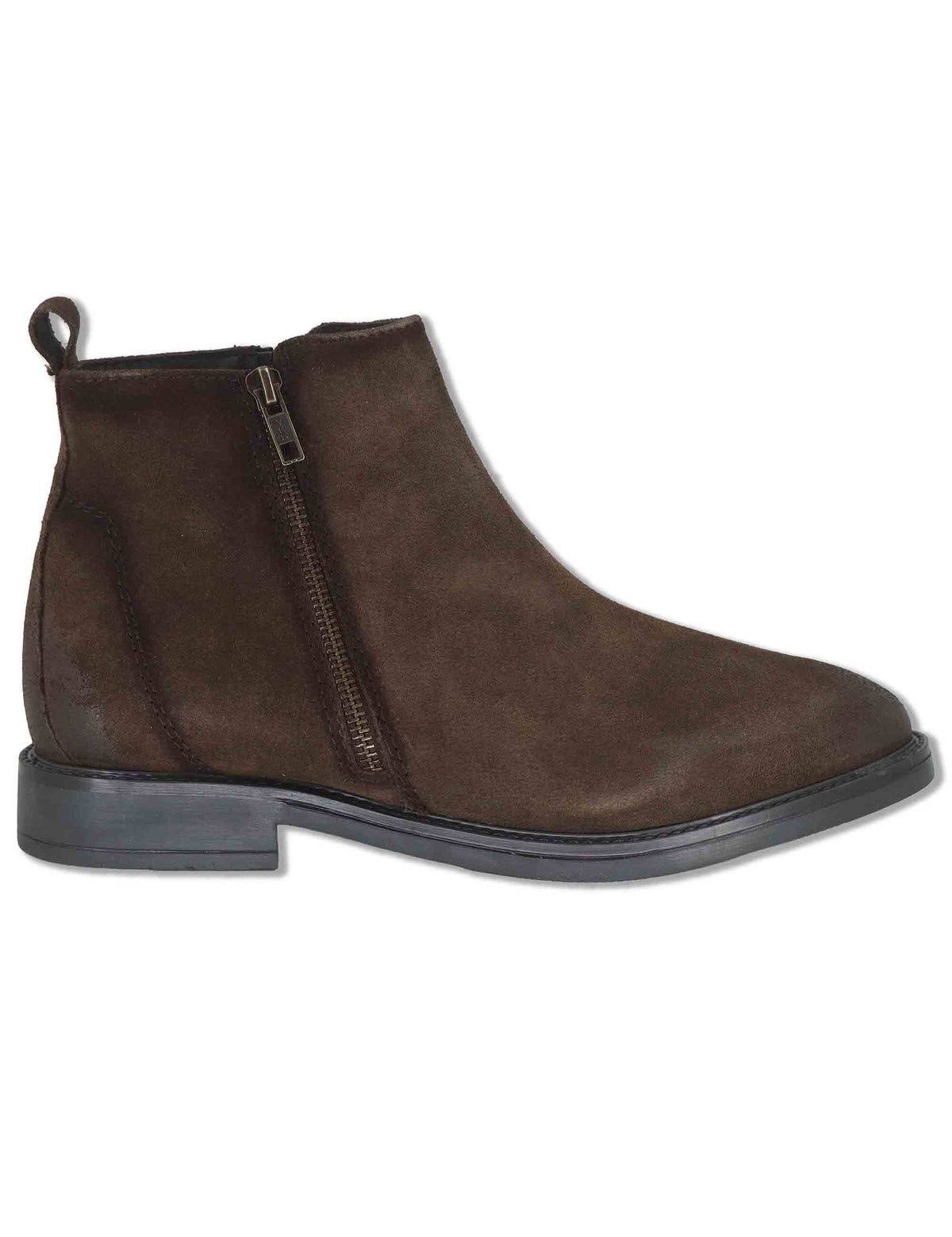 Stivaletti uomo in camoscio marrone con doppia zip esterna e interna e suola in gomma YB276201 500228 Vueva 