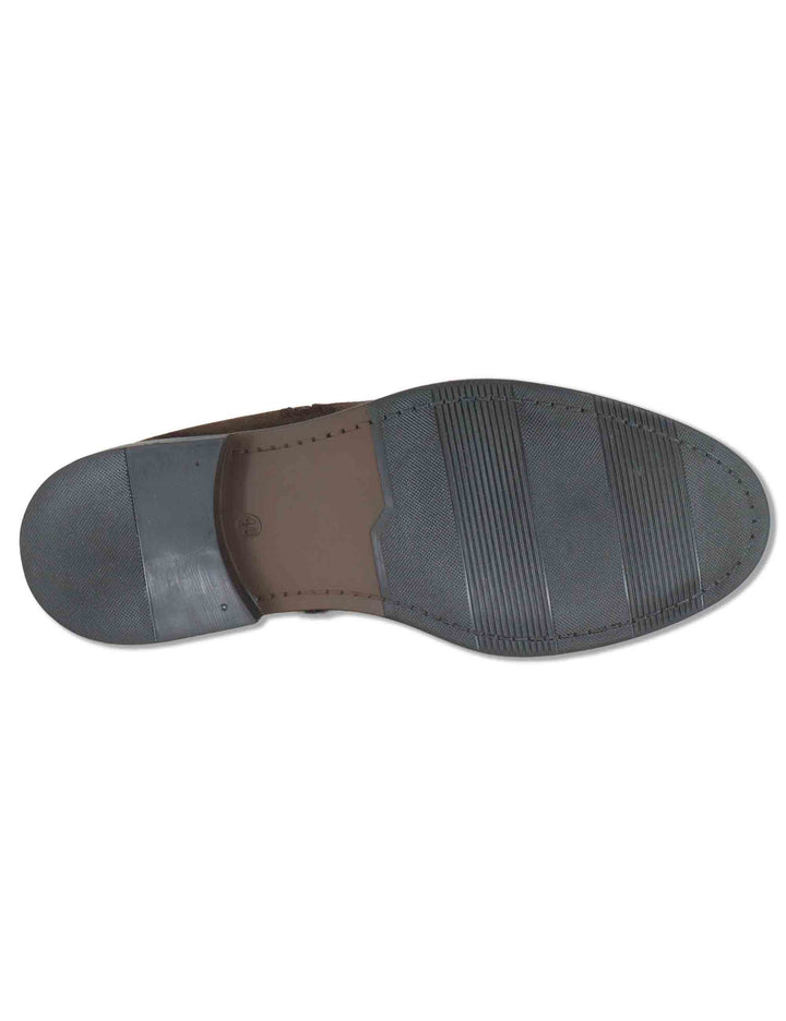 Stivaletti uomo in camoscio marrone con doppia zip esterna e interna e suola in gomma YB276201 500228 Vueva 