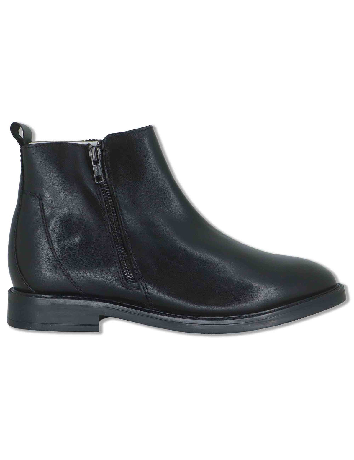 Stivaletti uomo in pelle nera con doppia zip esterna e interna e suola in gomma YB276201 600123 Vueva 