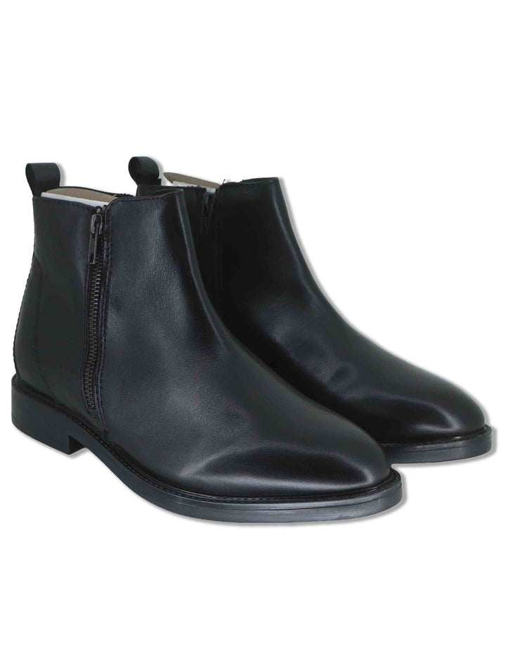 Stivaletti uomo in pelle nera con doppia zip esterna e interna e suola in gomma YB276201 600123 Vueva 